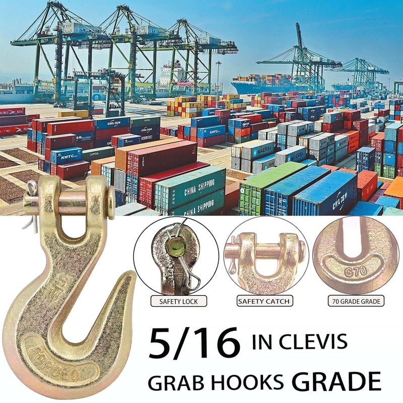 HANDRERLEE 10PCS 5/16" Clevis Grab Hooks Grade 70 Heavy Duty Chain Hook for Trucking Connections 20000LBS Load Hook - Image 3